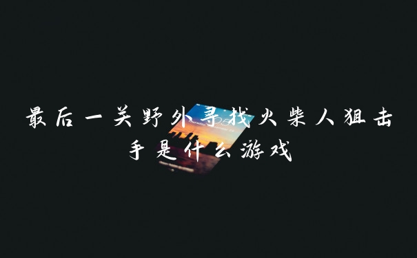 最后一关野外寻找火柴人狙击手是什么游戏