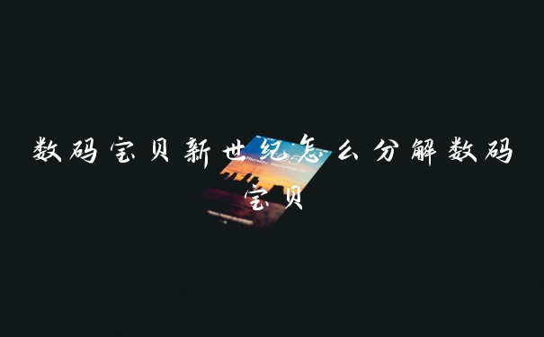 数码宝贝新世纪怎么分解数码宝贝