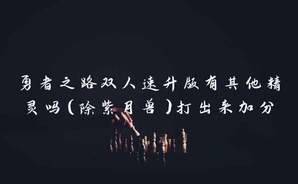 勇者之路双人速升版有其他精灵吗（除紫月兽）打出来加分