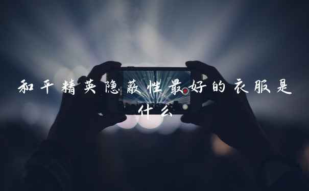和平精英隐蔽性最好的衣服是什么