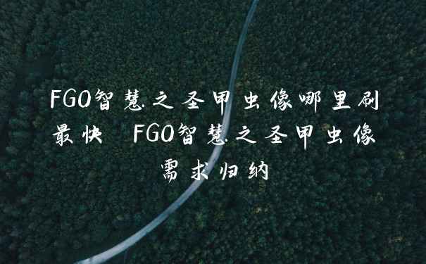 FGO智慧之圣甲虫像哪里刷最快 FGO智慧之圣甲虫像需求归纳