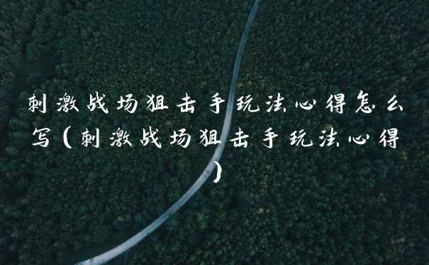 刺激战场狙击手玩法心得怎么写（刺激战场狙击手玩法心得）