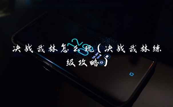 决战武林怎么玩（决战武林练级攻略）