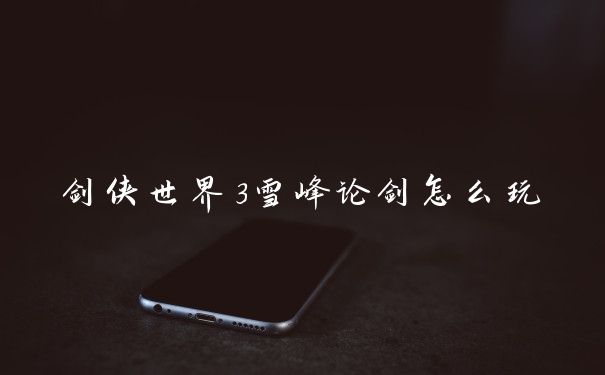 剑侠世界3雪峰论剑怎么玩