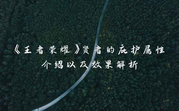 《王者荣耀》贤者的庇护属性介绍以及效果解析