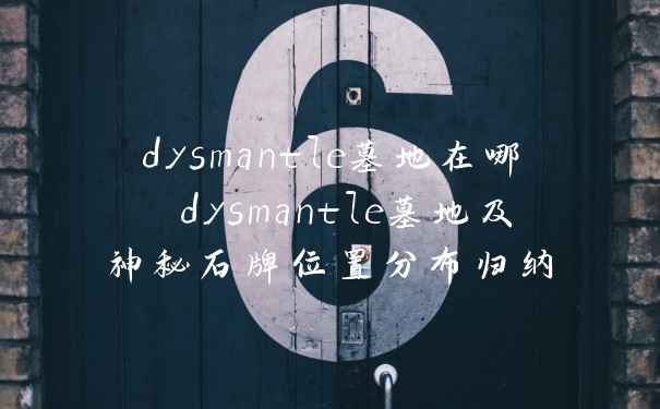 dysmantle墓地在哪 dysmantle墓地及神秘石牌位置分布归纳