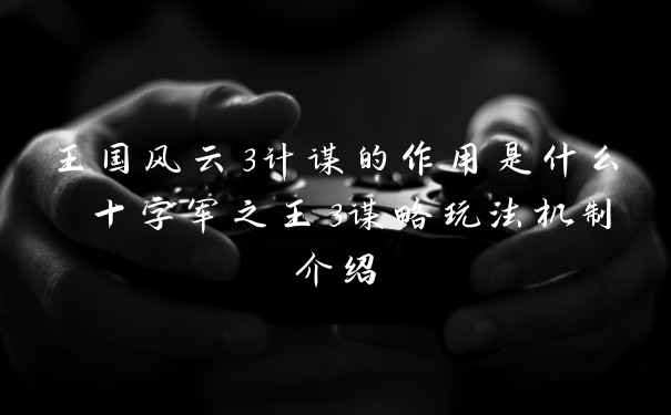 王国风云3计谋的作用是什么 十字军之王3谋略玩法机制介绍