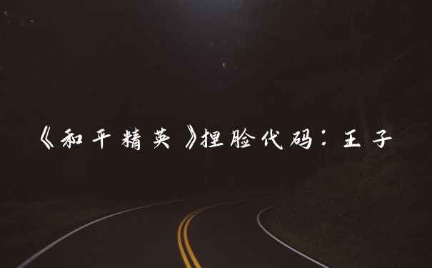 《和平精英》捏脸代码：王子