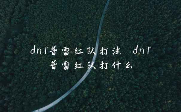 dnf普雷红队打法 dnf普雷红队打什么
