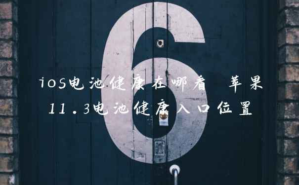 ios电池健康在哪看 苹果11.3电池健康入口位置