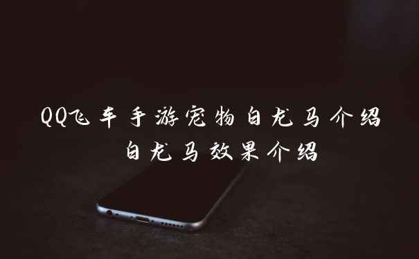 QQ飞车手游宠物白龙马介绍 白龙马效果介绍