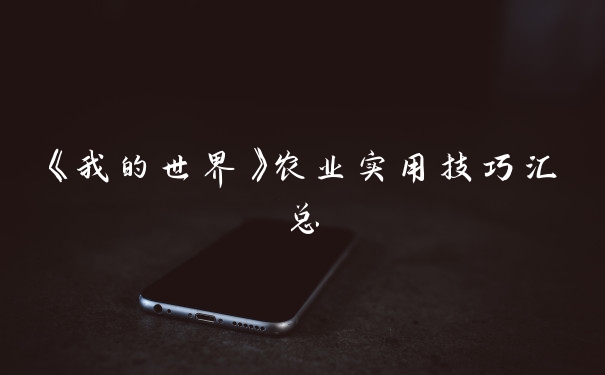 《我的世界》农业实用技巧汇总