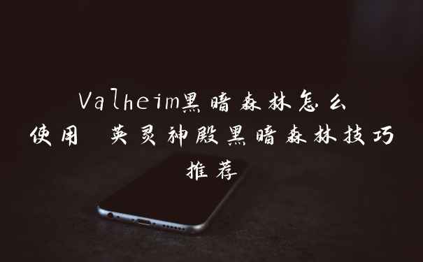 Valheim黑暗森林怎么使用 英灵神殿黑暗森林技巧推荐