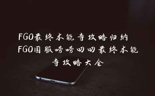 FGO最终本能寺攻略归纳 FGO国服唠唠叨叨最终本能寺攻略大全