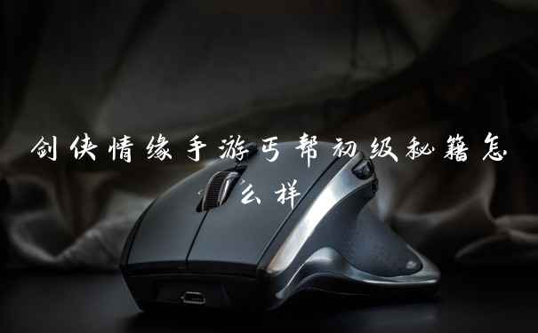 剑侠情缘手游丐帮初级秘籍怎么样