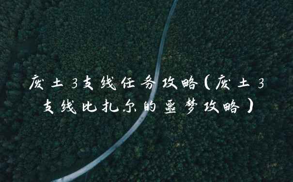 废土3支线任务攻略（废土3支线比扎尔的噩梦攻略）
