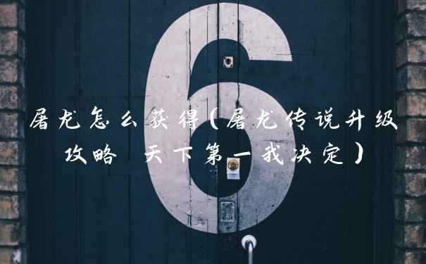 屠龙怎么获得（屠龙传说升级攻略 天下第一我决定）