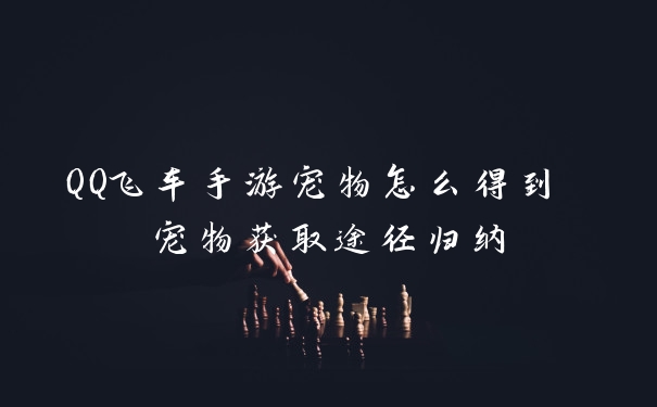 QQ飞车手游宠物怎么得到 宠物获取途径归纳