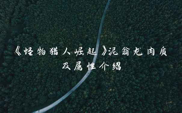 《怪物猎人崛起》泥翁龙肉质及属性介绍
