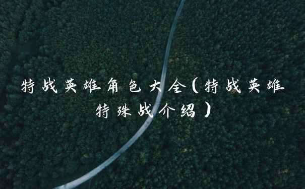 特战英雄角色大全(特战英雄特殊战介绍)
