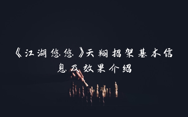 《江湖悠悠》天翔招架基本信息及效果介绍