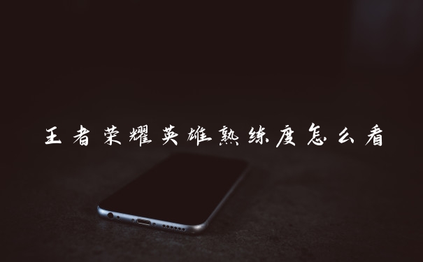 王者荣耀英雄熟练度怎么看