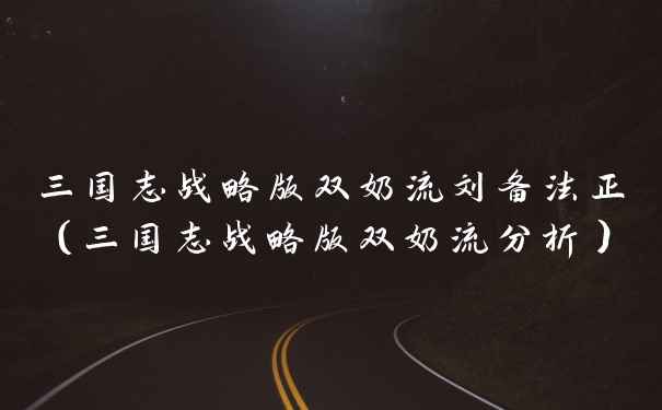 三国志战略版双奶流刘备法正（三国志战略版双奶流分析）