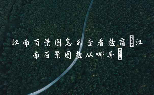 江南百景图怎么查看盐商(江南百景图盐从哪弄)