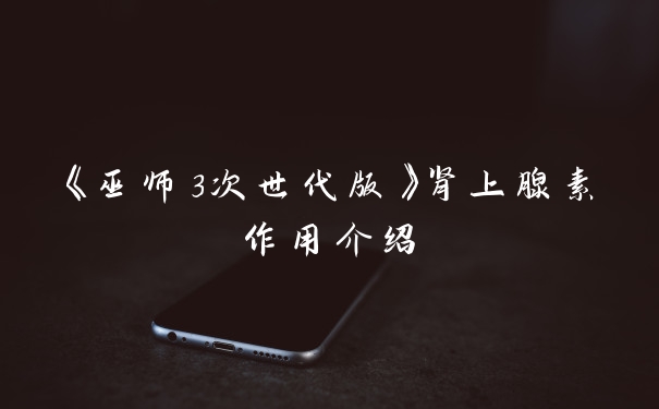 《巫师3次世代版》肾上腺素作用介绍