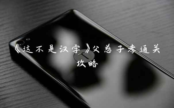 《这不是汉字》父慈子孝通关攻略