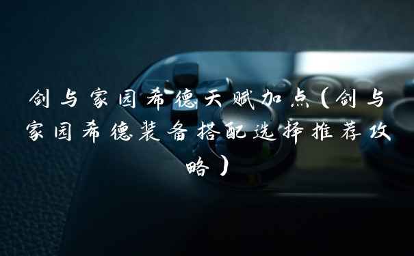 剑与家园希德天赋加点（剑与家园希德装备搭配选择推荐攻略）