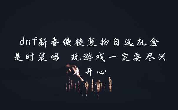 dnf新春使徒装扮自选礼盒是时装吗 玩游戏一定要尽兴才开心