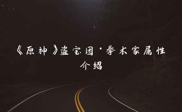 《原神》盗宝团·拳术家属性介绍