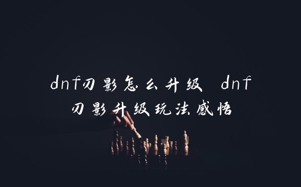 dnf刃影怎么升级 dnf刃影升级玩法感悟