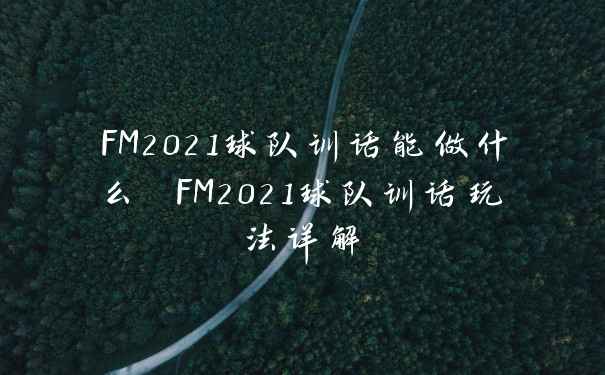 FM2021球队训话能做什么 FM2021球队训话玩法详解