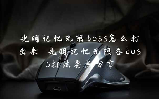 光明记忆无限boss怎么打出来 光明记忆无限各boss打法要点分享
