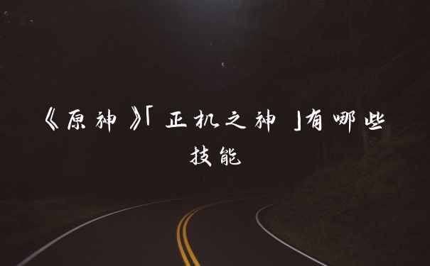 《原神》「正机之神」有哪些技能