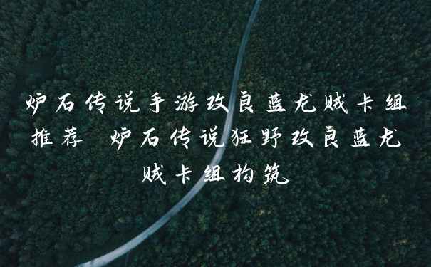炉石传说手游改良蓝龙贼卡组推荐 炉石传说狂野改良蓝龙贼卡组构筑