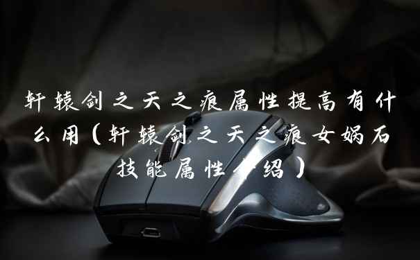 轩辕剑之天之痕属性提高有什么用（轩辕剑之天之痕女娲石技能属性介绍）