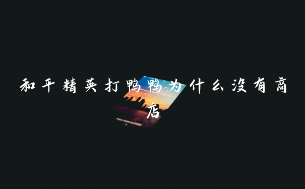 和平精英打鸭鸭为什么没有商店