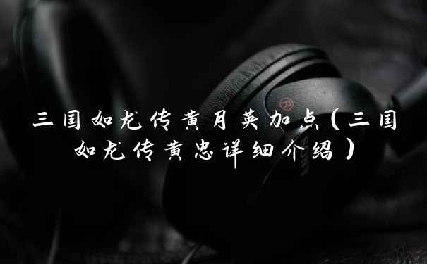 三国如龙传黄月英加点（三国如龙传黄忠详细介绍）