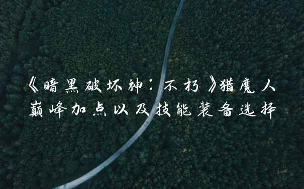 《暗黑破坏神：不朽》猎魔人巅峰加点以及技能装备选择