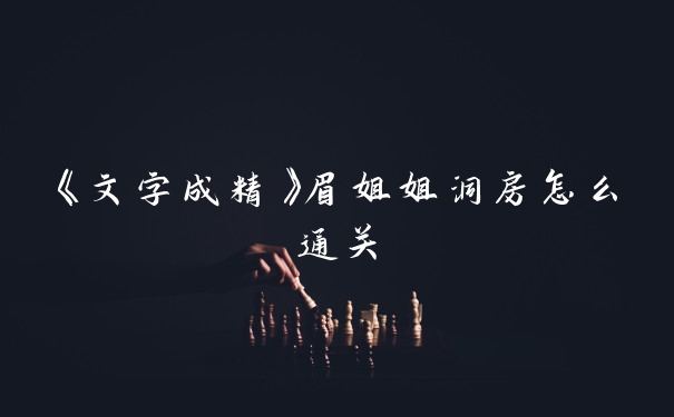 《文字成精》眉姐姐洞房怎么通关