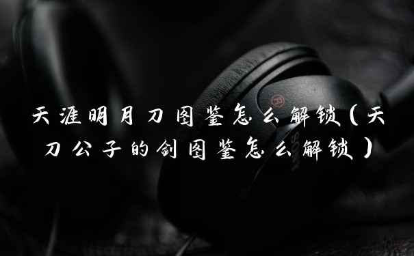 天涯明月刀图鉴怎么解锁（天刀公子的剑图鉴怎么解锁）