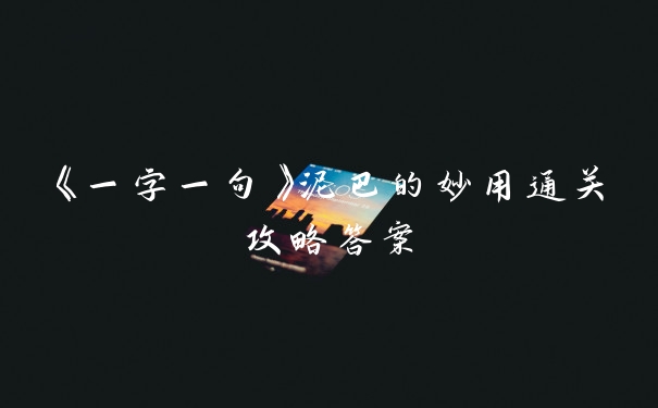 《一字一句》泥巴的妙用通关攻略答案