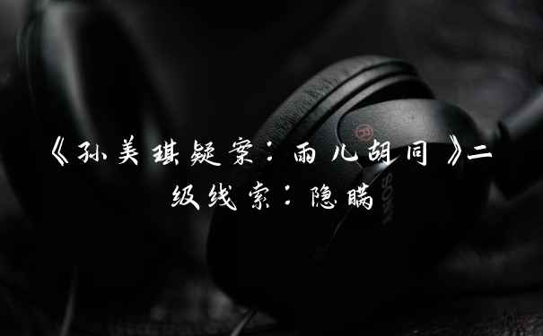 《孙美琪疑案：雨儿胡同》二级线索：隐瞒