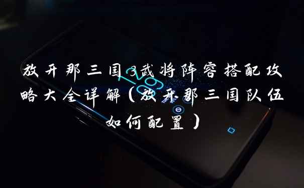 放开那三国3武将阵容搭配攻略大全详解（放开那三国队伍如何配置）