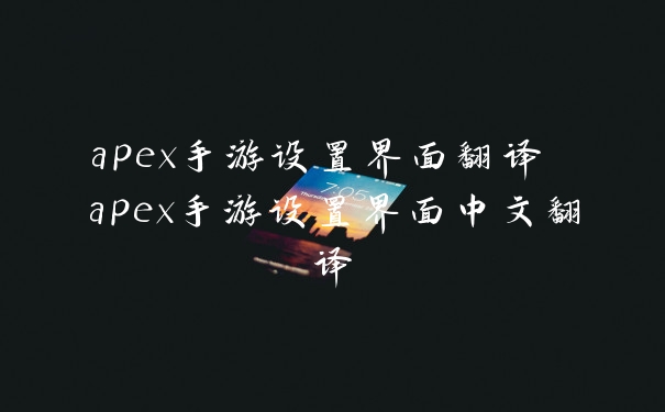 apex手游设置界面翻译 apex手游设置界面中文翻译