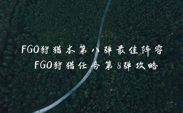 FGO狩猎本第八弹最佳阵容 FGO狩猎任务第8弹攻略