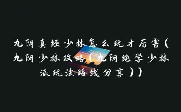 九阴真经少林怎么玩才厉害（九阴少林攻略（九阴绝学少林派玩法路线分享））